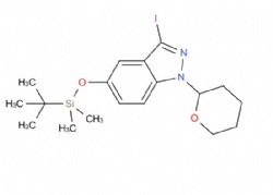 5-((tert-butyldimethylsilyl)oxy)-3-iodo-1-(tetrahydro-2H-pyran-2-yl)-1H-indazole