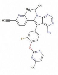 6-(6-ethynyl-2-methylpyridin-3-yl)-5-(3-fluoro-4-((4-methylpyrimidin-2-yl)oxy)phenyl)-7-isopropyl-7H-pyrrolo[2,3-d]pyrimidin-4-amine
