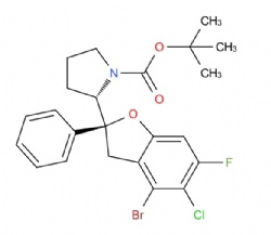 tert-butyl (S)-2-((S)-4-bromo-5-chloro-6-fluoro-2-phenyl-2,3-dihydrobenzofuran-2-yl)pyrrolidine-1-carboxylate