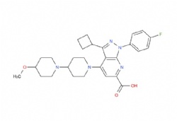 3-cyclobutyl-1-(4-fluorophenyl)-4-(4-methoxy-[1,4'-bipiperidin]-1'-yl)-1H-pyrazolo[3,4-b]pyridine-6-carboxylic acid