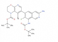 tert-butyl 7-(3-amino-8-((tert-butoxycarbonyl)amino)-7-fluoroisoquinolin-6-yl)-8-methyl-2,3-dihydro-1H-pyrido[2,3-b][1,4]oxazine-1-carboxylate