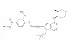 4-((3-(4-(((3S,4R)-3-fluoropiperidin-4-yl)amino)-1-(2,2,2-trifluoroethyl)-1H-indol-2-yl)prop-2-yn-1-yl)amino)-3-methoxy-N-methylbenzamide