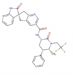 (S)-N-((3S,5S,6R)-6-methyl-2-oxo-5-phenyl-1-(2,2,2-trifluoroethyl)piperidin-3-yl)-2'-oxo-1',2',5,7-tetrahydrospiro[cyclopenta[b]pyridine-6,3'-pyrrolo[2,3-b]pyridine]-3-carboxamide