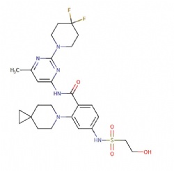 N-(2-(4,4-difluoropiperidin-1-yl)-6-methylpyrimidin-4-yl)-4-((2-hydroxyethyl)sulfonamido)-2-(6-azaspiro[2.5]octan-6-yl)benzamide