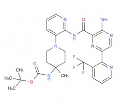tert-butyl (1-(2-(3-amino-6-(3-(trifluoromethyl)pyridin-2-yl)pyrazine-2-carboxamido)pyridin-3-yl)-4-methylpiperidin-4-yl)carbamate