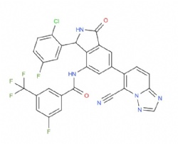 N-(3-(2-chloro-5-fluorophenyl)-6-(5-cyano-[1,2,4]triazolo[1,5-a]pyridin-6-yl)-1-oxoisoindolin-4-yl)-3-fluoro-5-(trifluoromethyl)benzamide