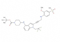 tert-butyl 4-((2-(3-((2-methoxy-4-(methylsulfonyl)phenyl)amino)prop-1-yn-1-yl)-1-(2,2,2-trifluoroethyl)-1H-indol-4-yl)amino)piperidine-1-carboxylate