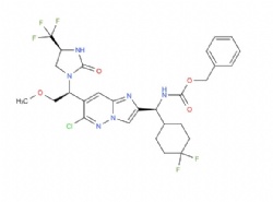 benzyl ((S)-(6-chloro-7-((S)-2-methoxy-1-((S)-2-oxo-4-(trifluoromethyl)imidazolidin-1-yl)ethyl)imidazo[1,2-b]pyridazin-2-yl)(4,4-difluorocyclohexyl)methyl)carbamate