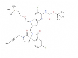 tert-butyl (S)-(2-((1'-(but-2-yn-1-yl)-5-fluoro-2',3-dioxospiro[isoindoline-1,3'-pyrrolidin]-2-yl)methyl)-6-fluoro-1-((2-(trimethylsilyl)ethoxy)methyl)-1H-pyrrolo[3,2-b]pyridin-5-yl)carbamate