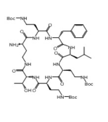 tri-tert-butyl (((2S,5R,8S,11S,14S,17R,22S)-22-amino-5-benzyl-17-((R)-1-hydroxyethyl)-8-isobutyl-3,6,9,12,15,18,23-heptaoxo-1,4,7,10,13,16,19-heptaazacyclotricosane-2,11,14-triyl)tris(ethane-2,1-diyl))tricarbamate