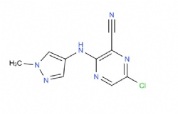 6-chloro-3-((1-methyl-1H-pyrazol-4-yl)amino)pyrazine-2-carbonitrile