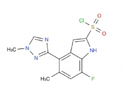 7-fluoro-5-methyl-4-(1-methyl-1H-1,2,4-triazol-3-yl)-1H-indole-2-sulfonyl chloride
