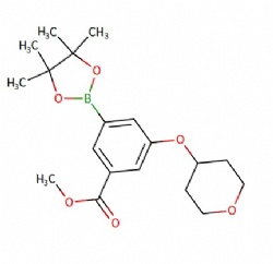 methyl 3-((tetrahydro-2H-pyran-4-yl)oxy)-5-(4,4,5,5-tetramethyl-1,3,2-dioxaborolan-2-yl)benzoate