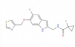 1-fluoro-N-((5-fluoro-6-(thiazol-4-ylmethoxy)-1H-indol-2-yl)methyl)cyclopropane-1-carboxamide