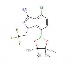4-chloro-7-(4,4,5,5-tetramethyl-1,3,2-dioxaborolan-2-yl)-1-(2,2,2-trifluoroethyl)indazol-3-amine