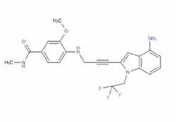 4-((3-(4-amino-1-(2,2,2-trifluoroethyl)-1H-indol-2-yl)prop-2-yn-1-yl)amino)-3-methoxy-N-methylbenzamide